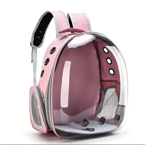 Portable Pet Carrier Cat and Small Dog Travel Backpack Bag - Pink - Picture 3 of 5